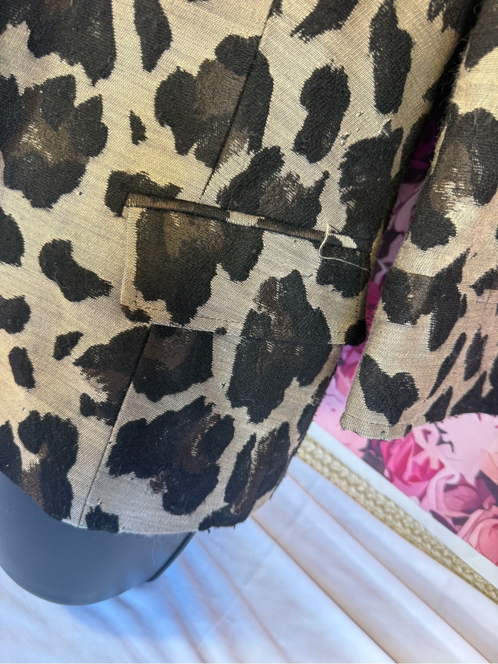 Lafayette 148 New York Leopard-Print Blazer in Black and Tan - Picture 4 of 8